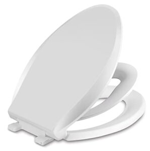 toilet seat with toddler seat built in, potty training toilet seat, magnetic kids toilet seat, slow close, thicken plastic easy to clean, removable and never loosen,fits both adults child, white 18.5”