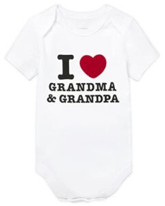 the children's place baby single short sleeve 100% cotton bodysuits, i heart grandma and grandpa, 0-3 months