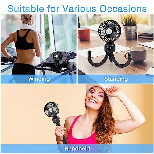 Stroller Fan Clip On Fan for Baby Stroller, Portable Baby Fan for Stroller - Auto Oscillating 4000mAh Rechargeable Battery Powered Small Personal USB Fan for Car Seat, Crib, Bike, Bed, Travel, Tent