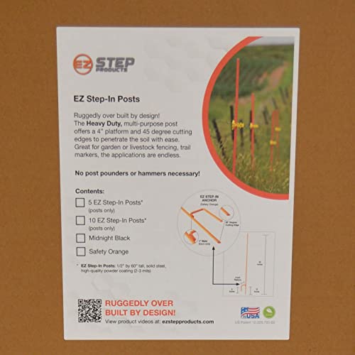 Five-Pack EZ Step-in Posts | Midnight Black or Safety Orange | EZ Step Products (Safety Orange)