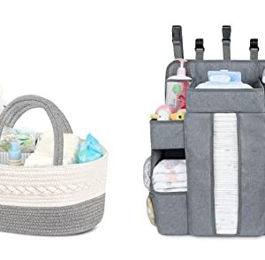 Maliton Diaper Caddy Organizer for Baby Boy and XL Hanging Diaper Caddy Organizer for Changing Table