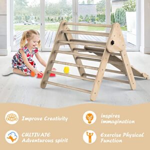 Baoniu Foldable Climbing Triangle Ladder Toys with Ramp for Sliding or Climbing, Set of 3 Wooden Safety Sturdy Kids Play Gym, Indoor Outdoor Playground Climbing Toys for Toddlers