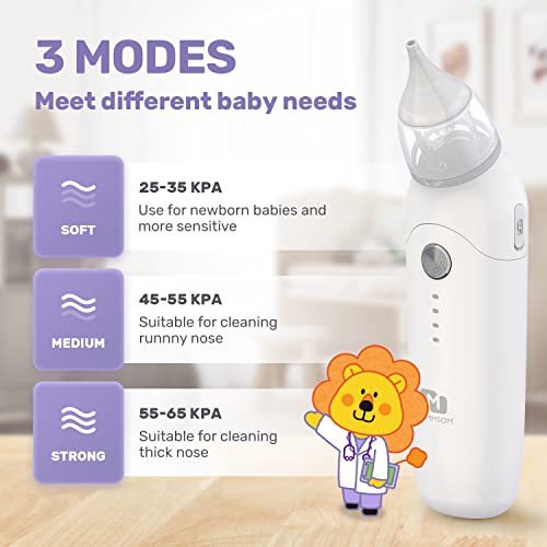 Electric Nasal Aspirator for Baby, 3 Different Nose Suction Nozzles, 3 Modes Nose Sucker for Baby, Deeply Nose Cleaner The Booger/Mucus/Snot, Babies Toddlers Newborn Essentials