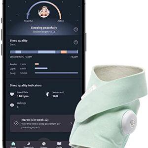 Owlet Dream Sock Plus - Smart Baby Monitor with Heart Rate and Average Oxygen O2 as Sleep Quality Indicators - Standard Sock and Plus-Sized Sock to Grow with Baby, Mint