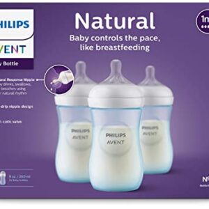 Philips AVENT Natural Baby Bottle with Natural Response Nipple, Blue, 9oz, 3pk, SCY903/23