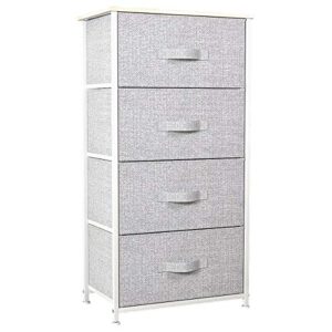 YITAHOME Storage Tower & Dresser with 4 Drawers - Fabric Storage Tower, Organizer Unit for Bedroom, Living Room, Hallway, Closets & Nursery - Sturdy Steel Frame (Light Grey) (FTBFSD-0001)