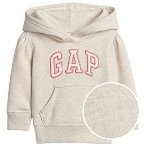 GAP baby girls Logo Pullover Hoodie Sweatshirt, Heather Grey, 3T US