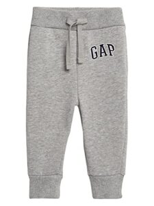 gap baby boys logo pull-on joggers sweatpants, light heather grey b08, 5t us