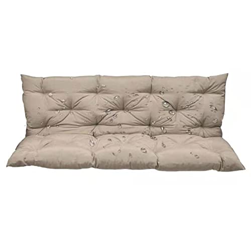 Rlosqvee Swing Cushions for Outdoor Furniture, Waterproof Outside Bench Cushion with Backrest, 2/3 Seater Pad for Patio Backyard Porch Garden (Beige 100x100cm)