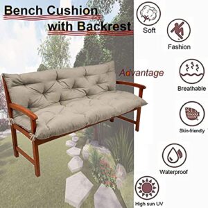 Rlosqvee Swing Cushions for Outdoor Furniture, Waterproof Outside Bench Cushion with Backrest, 2/3 Seater Pad for Patio Backyard Porch Garden (Beige 100x100cm)