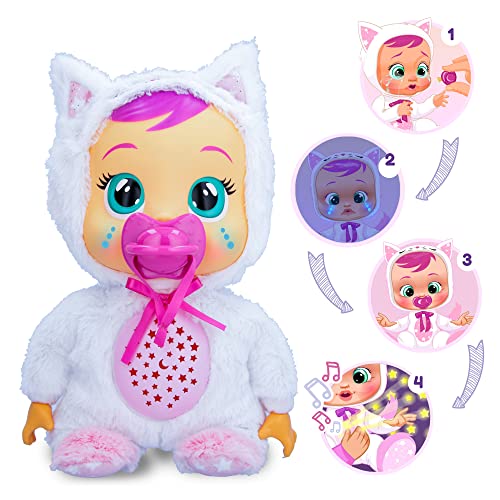 Cry Babies Goodnight Starry Sky Daisy - 12'' Bedtime Baby Doll | Plays 5 Lullabies & Night Light Projection, Multicolor