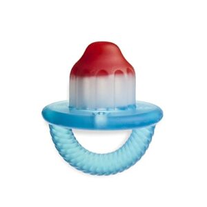 itzy ritzy teensy teether - soothing silicone hollow teether features flexible, easy-to-hold handle, hero pop