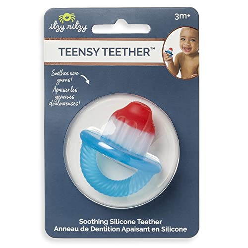 Itzy Ritzy Teensy Teether - Soothing Silicone Hollow Teether Features Flexible, Easy-to-Hold Handle, Hero Pop