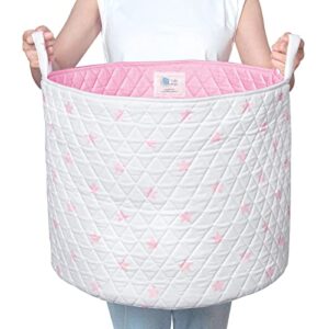lulumoon large pink storage basket baby laundry basket, 17.7" x 15.7"
