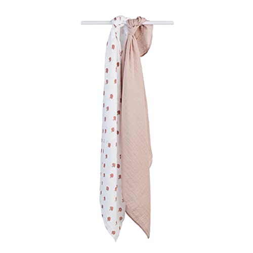 Lulujo Boho Swaddle Set, Cotton Muslin Blankets, 2 Pack (Mushroom & Sand)