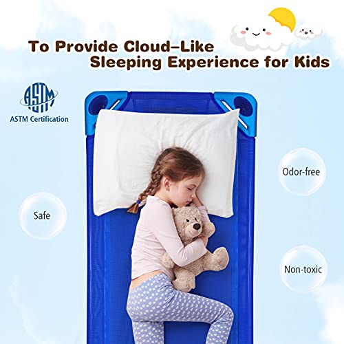 KOTEK Stackable Sleeping Daycare Cots for Kids, Portable Toddler Nap Cots, 52" L x 23" W, Ready-to-Assemble, Space-Saving Children Naptime Cot for Classroom Preschool (Set of 4)