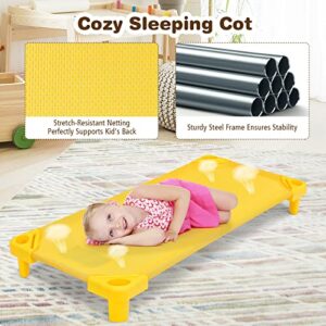 KOTEK Stackable Sleeping Daycare Cots for Kids, Portable Toddler Nap Cots, 52" L x 23" W, Ready-to-Assemble, Space-Saving Children Naptime Cot for Classroom Preschool (Set of 4)