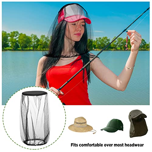 Mosquito Net Black Mosquito Net Face Neck Fly Netting Hood Protecting Net Cover Wearable Mosquito Face Net for Bugs Insect Mosquito Net Hat for Outdoor Hiking Camping Walking(12 Pcs)