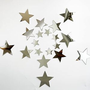 40pcs 3d acrylic mirror silver stars wall stickers with adhesive art decal wall art decor baby kids bedroom home diy decor removable stickers (silver stars)