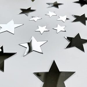 40PCS 3D Acrylic Mirror Silver Stars Wall Stickers with Adhesive Art Decal Wall Art Decor Baby Kids Bedroom Home DIY Decor Removable Stickers (Silver Stars)