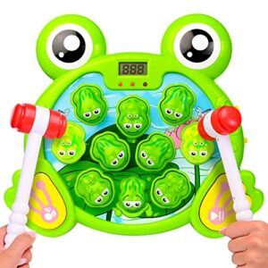 ciftoys interactive whack a frog game for kids ages 3, 4, 5, 6, 7, 8 years old boys girls, fun learning gift for toddlers, 2 early developmental toy hammers included