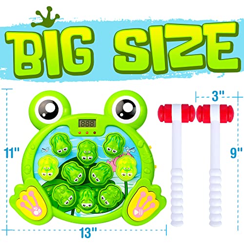 CifToys Interactive Whack a Frog Game for Kids Ages 3, 4, 5, 6, 7, 8 Years Old Boys Girls, Fun Learning Gift for Toddlers, 2 Early Developmental Toy Hammers Included