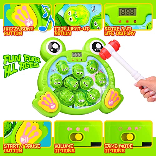 CifToys Interactive Whack a Frog Game for Kids Ages 3, 4, 5, 6, 7, 8 Years Old Boys Girls, Fun Learning Gift for Toddlers, 2 Early Developmental Toy Hammers Included