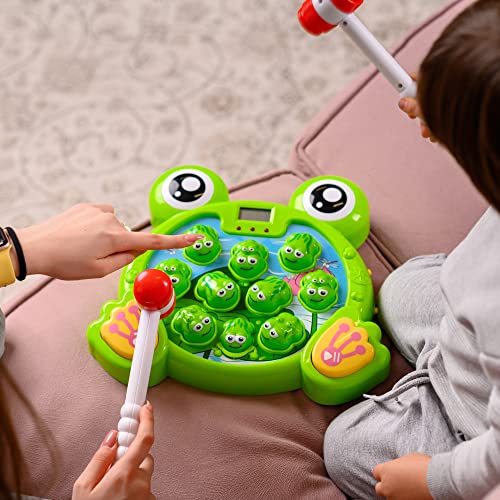 CifToys Interactive Whack a Frog Game for Kids Ages 3, 4, 5, 6, 7, 8 Years Old Boys Girls, Fun Learning Gift for Toddlers, 2 Early Developmental Toy Hammers Included