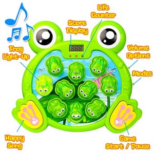 CifToys Interactive Whack a Frog Game for Kids Ages 3, 4, 5, 6, 7, 8 Years Old Boys Girls, Fun Learning Gift for Toddlers, 2 Early Developmental Toy Hammers Included