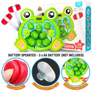 CifToys Interactive Whack a Frog Game for Kids Ages 3, 4, 5, 6, 7, 8 Years Old Boys Girls, Fun Learning Gift for Toddlers, 2 Early Developmental Toy Hammers Included