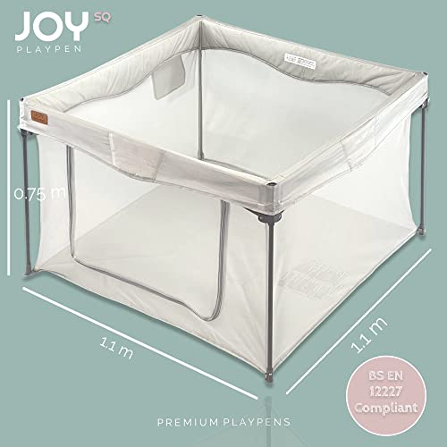 Venture All Stars Joy Square Baby Playpen - Compact Collapsable Playpen with Fitted Floor Mat - Strong and Durable Play Pen Grey