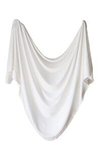 marlowe & co premium knit viscose from bamboo swaddle blanket, 47in x 47in (cloud white)