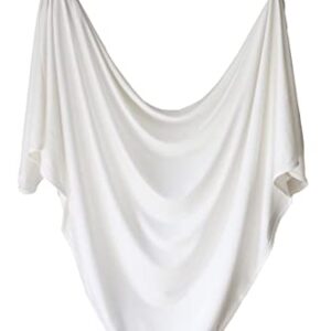 Marlowe & Co Premium Knit Viscose from Bamboo Swaddle Blanket, 47in x 47in (Cloud White)