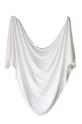 Marlowe & Co Premium Knit Viscose from Bamboo Swaddle Blanket, 47in x 47in (Cloud White)