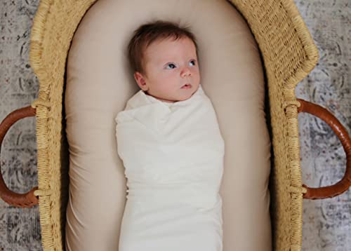 Marlowe & Co Premium Knit Viscose from Bamboo Swaddle Blanket, 47in x 47in (Cloud White)