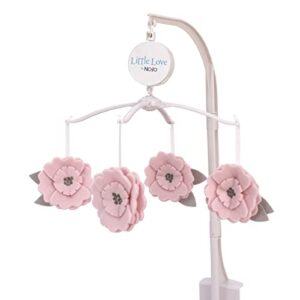 little love by nojo beautiful blooms pink and grey flowers musical mobile