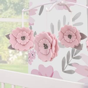 Little Love by NoJo Beautiful Blooms Pink and Grey Flowers Musical Mobile