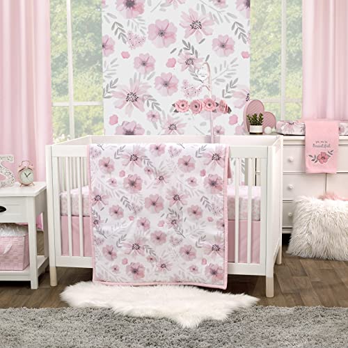 Little Love by NoJo Beautiful Blooms Pink and Grey Flowers Musical Mobile