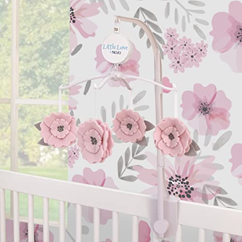 Little Love by NoJo Beautiful Blooms Pink and Grey Flowers Musical Mobile