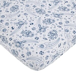 disney toy story outta this world blue and white fitted crib sheet