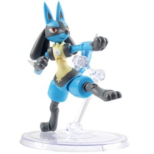 pokémon 6" lucario articulated battle figure toy with display stand - officially licensed - collectible pokemon gift for kids and adults - ages 8+