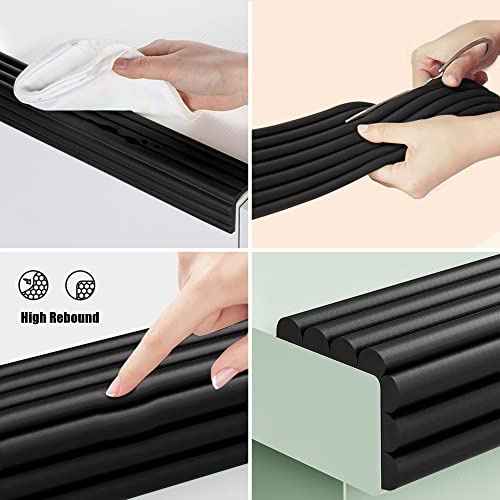 Soft Extra-Wide Edge Protector for Baby with 3M Strong Adhesive Double Sided pre-Taped,(12.5ft,Black) Baby proofing Safety Guards Proof Foam Padding for Sharp Edges, Table, Desk, Furniture