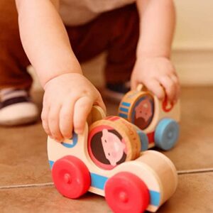 Melissa & Doug GO Tots Wooden Race Cars (2 Cars, 2 Disks) - Stacking Toys For Infants, Hand Push Vehicles, Wooden Car Toys For Toddlers Ages 1+ - FSC-Certified Materials