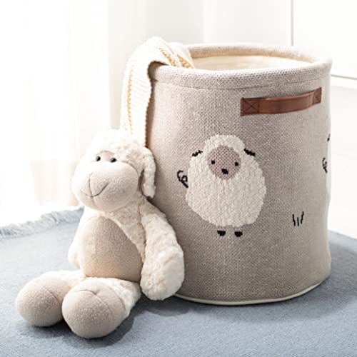 Safavieh Baby Collection Kibbles Sheep Grey Cotton Nursery Storage Basket with Handles (Fully Assembled)