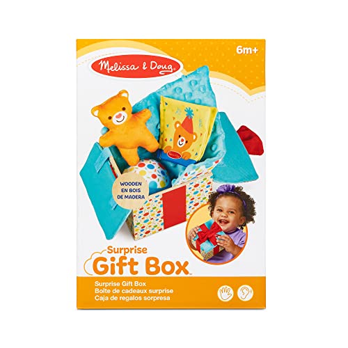Melissa & Doug Wooden Surprise Gift Box Infant Toy (5 Pieces) Baby Toy Gift Set, Tactile Sensory Toy for Babies and Toddlers - FSC-Certified Materials