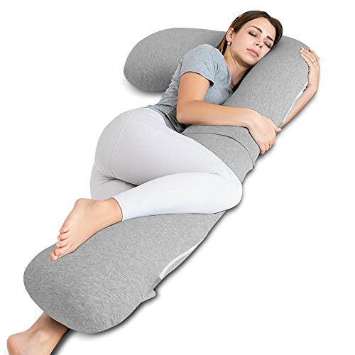 INSEN Pregnancy Pillow for Sleeping, L Shaped Body Pillow for Side Sleeping, Detachable Pregnancy Pillow with Full Body Support