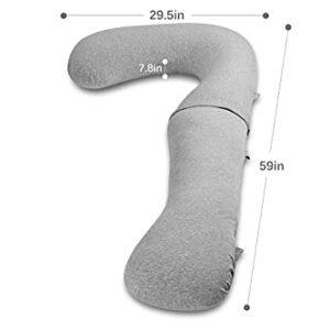 INSEN Pregnancy Pillow for Sleeping, L Shaped Body Pillow for Side Sleeping, Detachable Pregnancy Pillow with Full Body Support