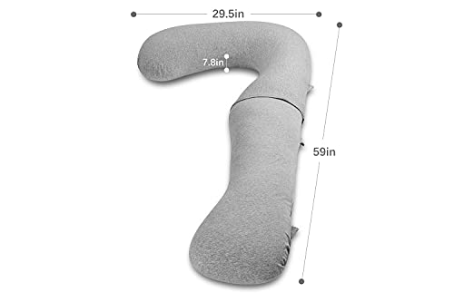 INSEN Pregnancy Pillow for Sleeping, L Shaped Body Pillow for Side Sleeping, Detachable Pregnancy Pillow with Full Body Support