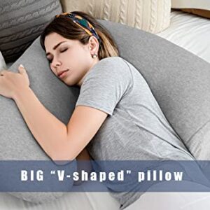 INSEN Pregnancy Pillow for Sleeping, L Shaped Body Pillow for Side Sleeping, Detachable Pregnancy Pillow with Full Body Support