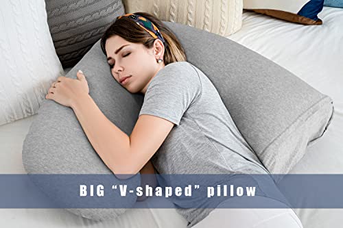 INSEN Pregnancy Pillow for Sleeping, L Shaped Body Pillow for Side Sleeping, Detachable Pregnancy Pillow with Full Body Support